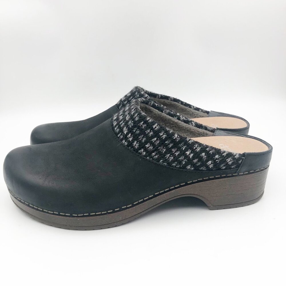 DANSKO Shoes Womens 11 Bev Slip On Black Leather Mules Casual Minimalist Neutral - Picture 3 of 10